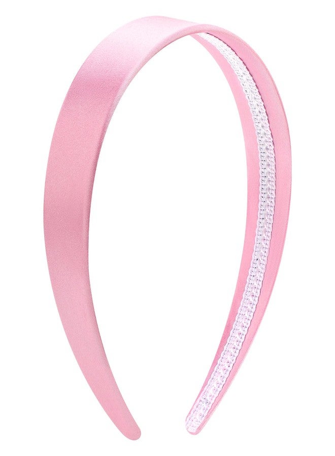 WantGor 1.6 Inch Wide Headbands Silk Satin Plain Headband for Women, Non Slip Solid Hair Bands Hair Accessories Cosplay DIY Holiday Head Band (Pink, Large) - Image 2